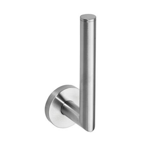 Screw-mounted vertical spare roll holder in brushed matte AISI 304 stainless steel