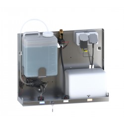 Module inox 3 en 1 distributeur de savon, robinet électronique et sèche-mains haute vitesse, à intégrer derrière miroir