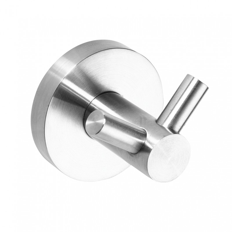 Photo Stainless steel, brushed finish, wall-mounted double hook in brass with invisible fixings AM-18-S