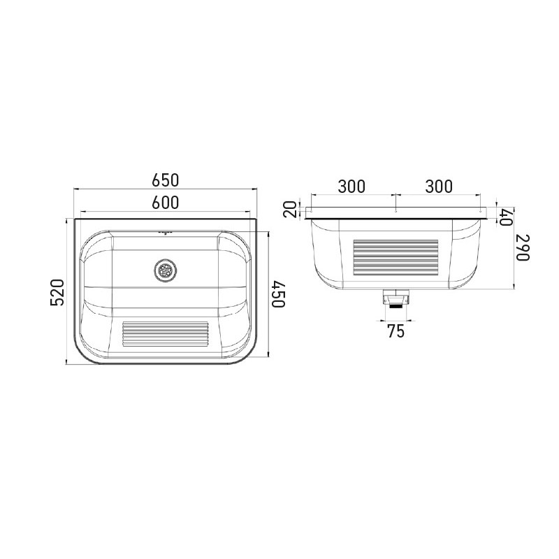 copy of Utility sink with ribbed front plate suitable for wall mounting