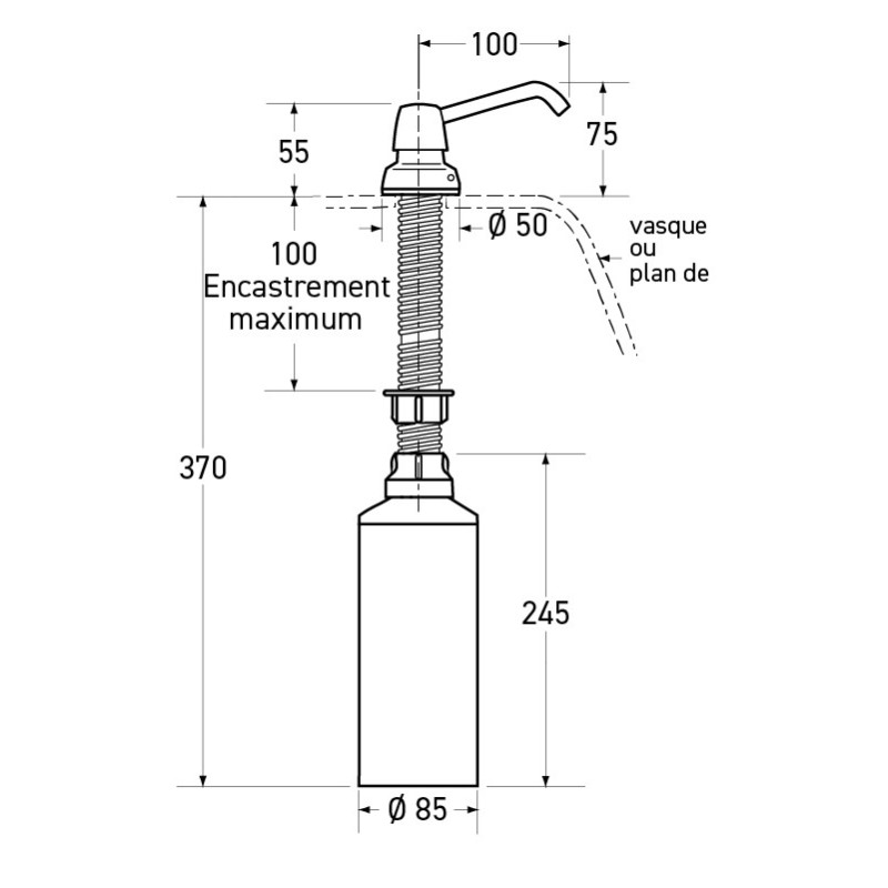 Table top mounting soap dispenser refill from the top - SUPRATECH