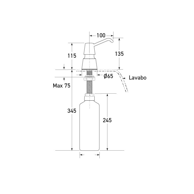 Distributeur de savon mousse inox encastrable sur plan