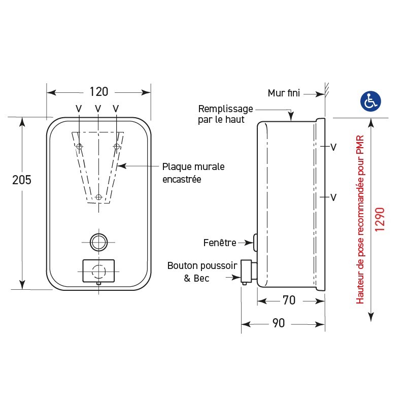 Wall mounted professional liquid soap dispenser VEGA - SUPRATECH