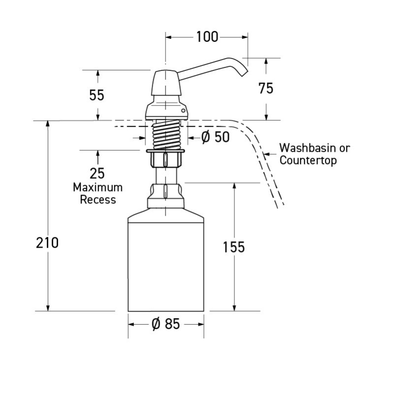 Table top mounting soap dispenser refill from the top - SUPRATECH