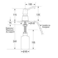 Stainless steel foam soap dispenser counter top mounted - SUPRATECH Stainless steel foam soap dispenser counter top mounted - SUPRATECH