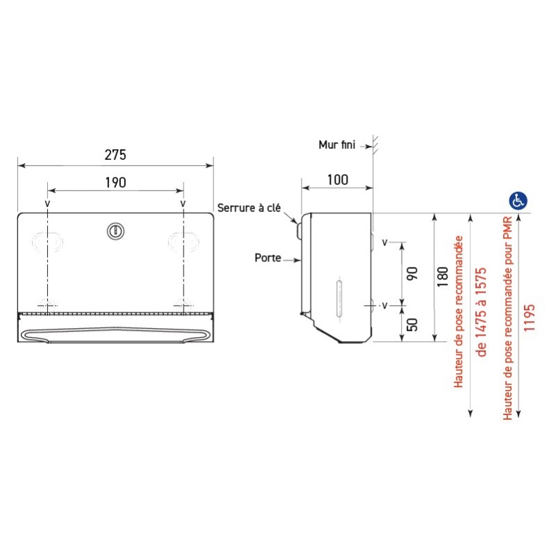 Stainless steel surface-mounted small paper towel dispenser - SUPRATECH