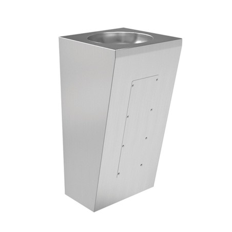 Lavabo conique inox sur pied avec forte résistance en usage exposé au vandalisme