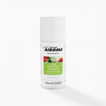 100 ml aerosol refill with green band showing red berries and limes
