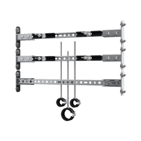 Support urinoir inox à fixation entre rails, pour cloison légère
