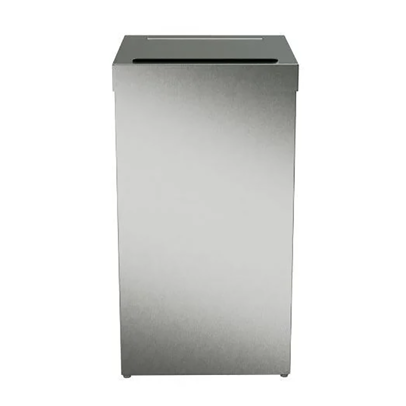 Papelera de higiene femenina acero inoxidable 22,5 L para colocar en el suelo con compuerta de contenido oculto Papelera de higiene femenina acero inoxidable 22,5 L para colocar en el suelo con compuerta de contenido oculto