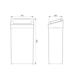 Papelera de higiene femenina acero inoxidable 22,5 L para colocar en el suelo con compuerta de contenido oculto Papelera de higiene femenina acero inoxidable 22,5 L para colocar en el suelo con compuerta de contenido oculto