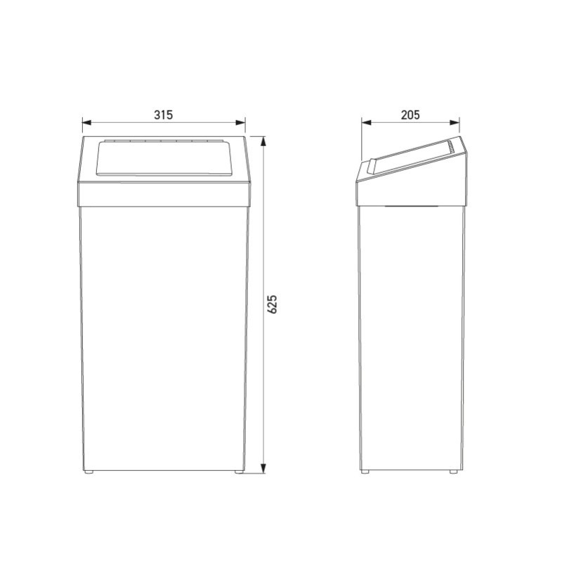 Papelera de higiene femenina acero inoxidable 22,5 L para colocar en el suelo con compuerta de contenido oculto Papelera de higiene femenina acero inoxidable 22,5 L para colocar en el suelo con compuerta de contenido oculto