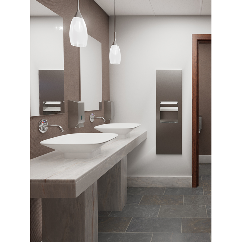 SLIM recessed stainless steel unit paper towel dispenser and 10L bin - SUPRATECH