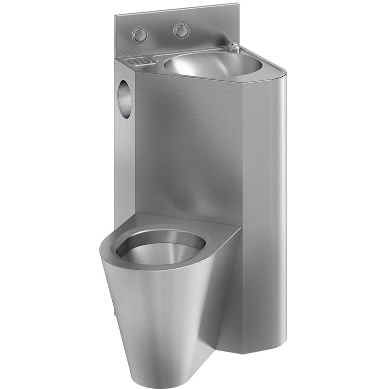 Combiné WC lavabo inox pour prison, hôpital psychiatrique, tribunal.... anti-vandalisme et anti-pendaison Combiné WC lavabo inox pour prison, hôpital psychiatrique, tribunal.... anti-vandalisme et anti-pendaison