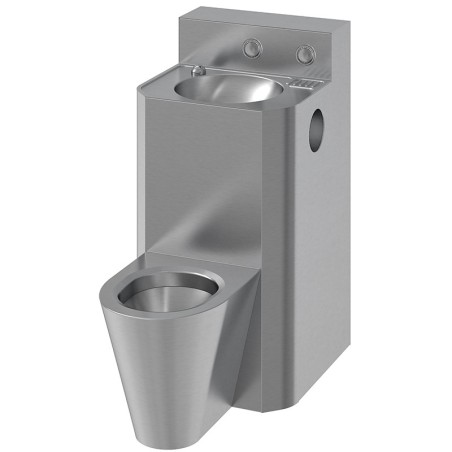 Combi lavabo WC au sol inox version centrale
