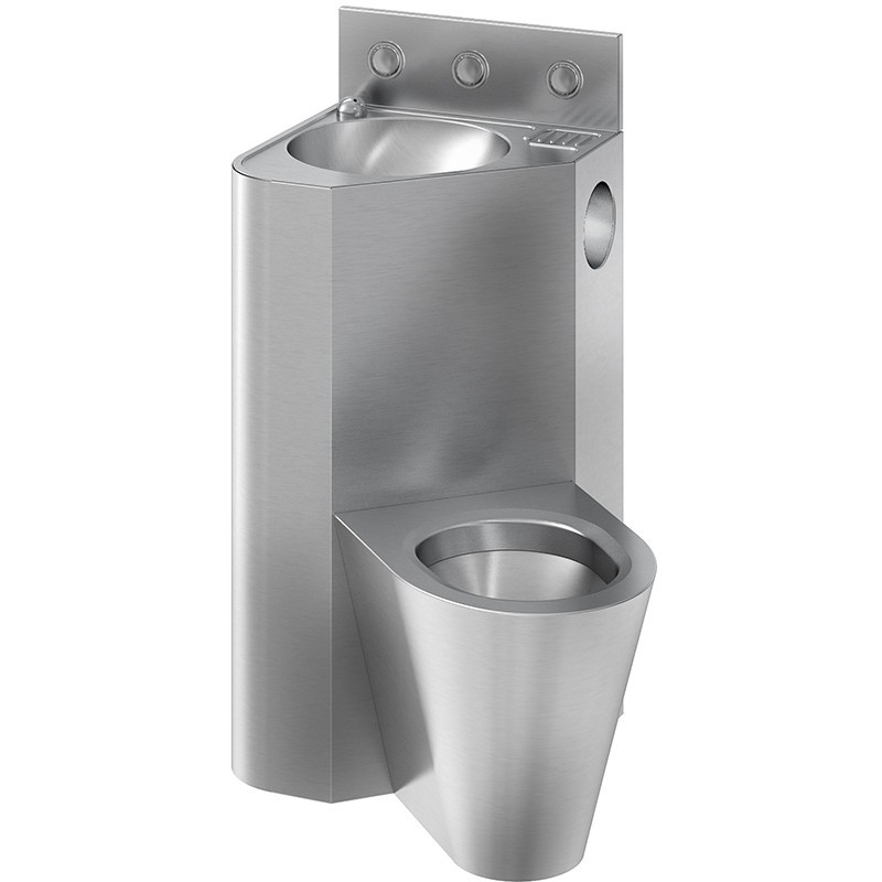 Combi lavabo WC au sol COMPAC fixation en travers cloison