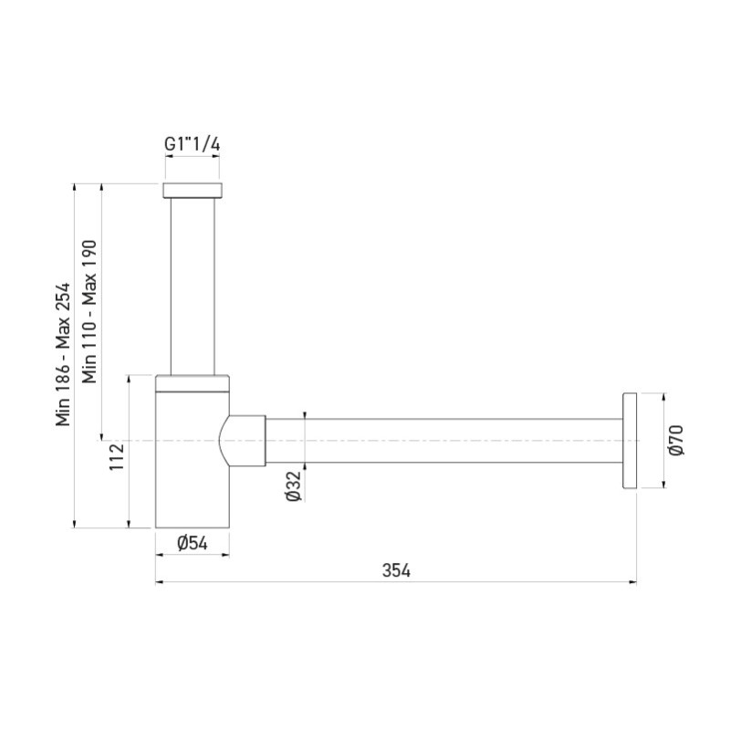 DESIGN polished stainless steel short sink waste trap - SUPRATECH