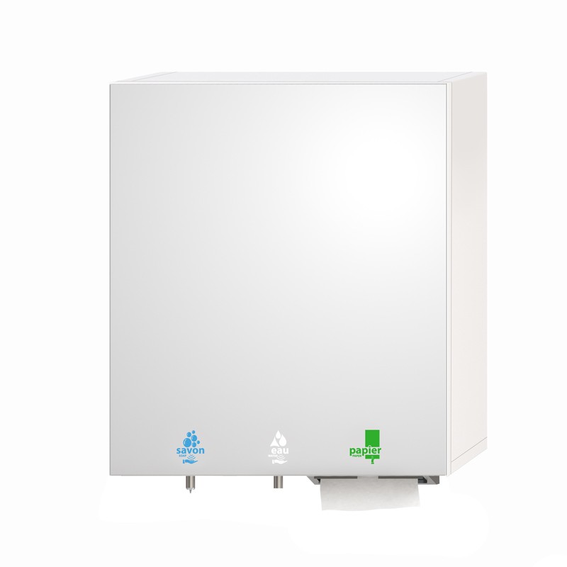 Photo 3-in-1 mirror cabinet for soap, water and paper towels RES-850P