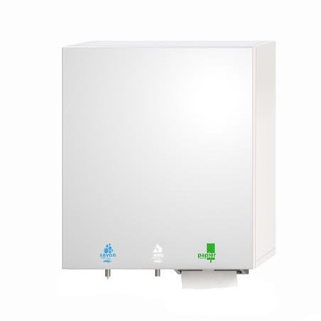 Meuble haut miroir 3 en 1 savon, eau et papier essuie-mains