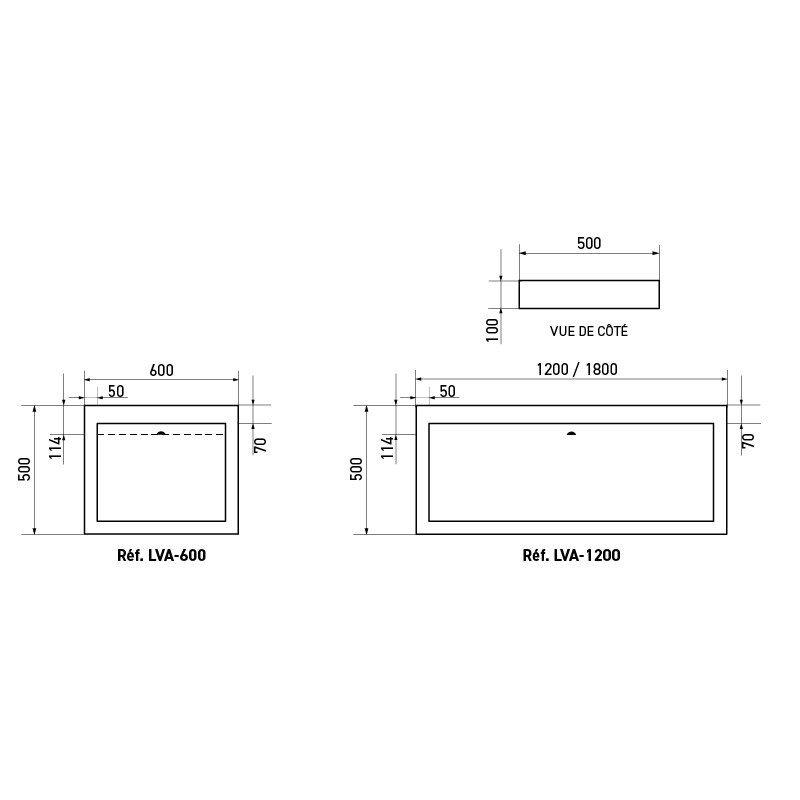Lavabo mural design RIVAGE en Solid Surface pour collectivités