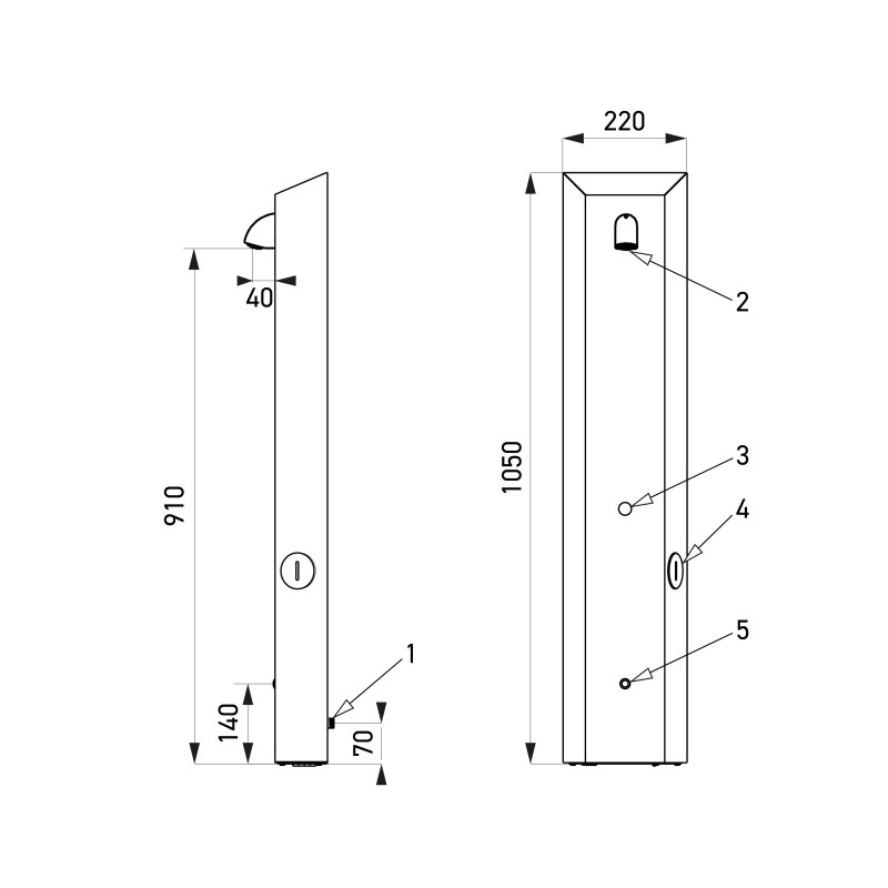 Panel de ducha de acero inoxidable con temporizador de fichas integrado