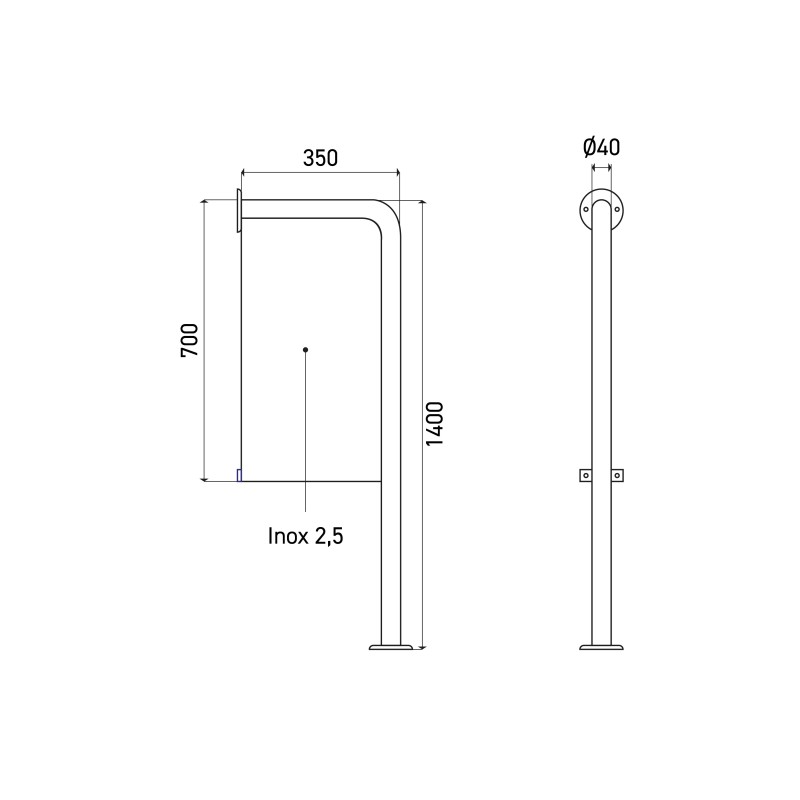 Ecran urinoir fixation sol et mur inox