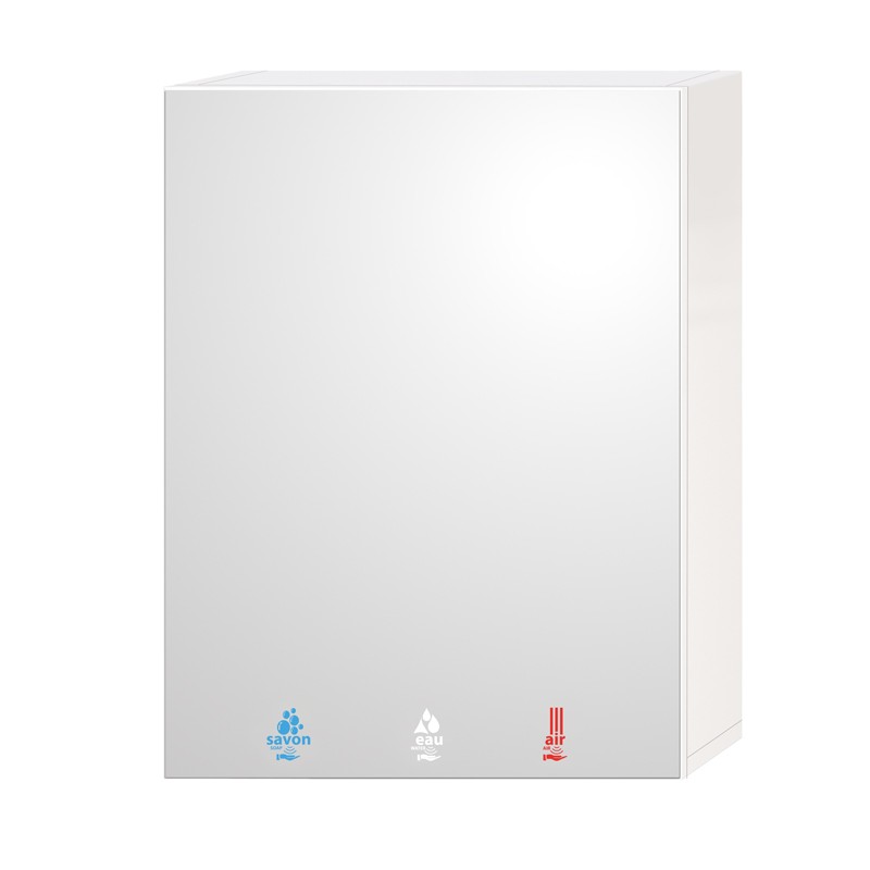 Photo Armoire murale FLO avec fonctions savon, eau et air intégrées derrière miroir RES-351