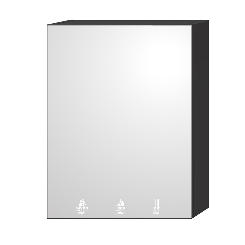 Photo Módulo espejo multifunción FLO jabón-agua-aire acabado negro mate LED blancos RES-351-N