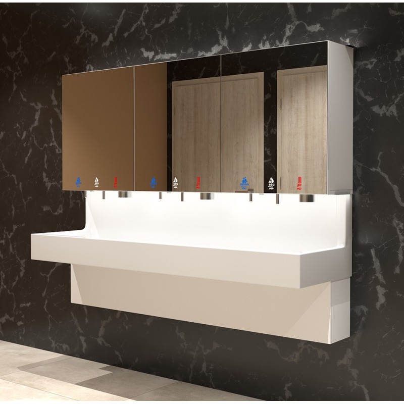 Lavabo de acero inoxidable rectangular con vaciado invisible