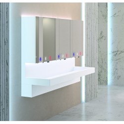 Miniature-1 Meuble miroir design HYFLO avec distributeur de savon, robinet automatique et sèche-mains intégrés RES-850