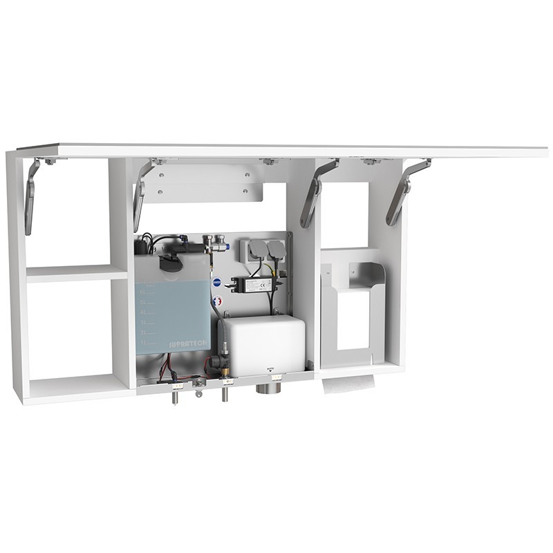 HYFLO 5 in 1 "mirror-soap-water-air-paper" cabinet, width 1200 mm - SUPRATECH