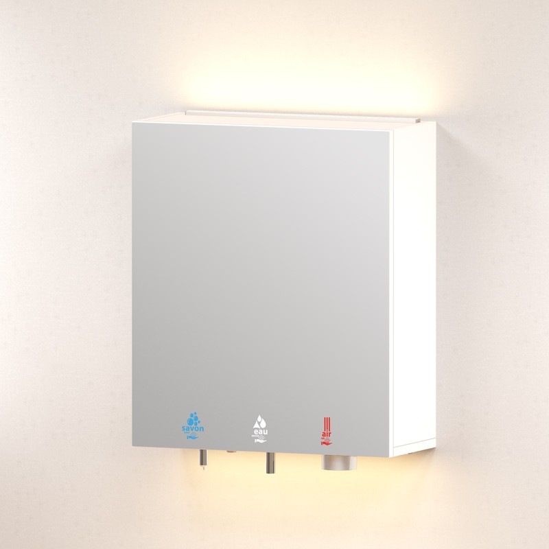 Meuble miroir savon-eau-air avec LED au dessus et en dessous Meuble miroir savon-eau-air avec LED au dessus et en dessous