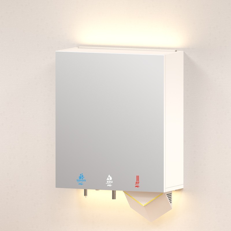 Module miroir savon-eau-air Dyson avec bandes LED au dessus et en dessous