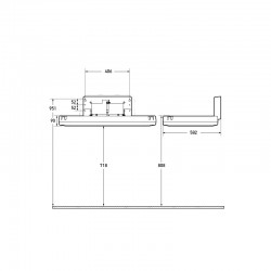 Miniature-5 Dimensions table à langer pliable position ouverte et point de fixations BO-100-G