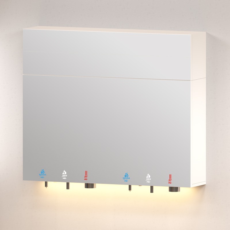 HYFLO double mirror cabinets soap water air for hands hygiene - SUPRATECH