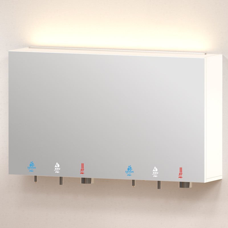 HYFLO double mirror cabinets soap water air for hands hygiene - SUPRATECH