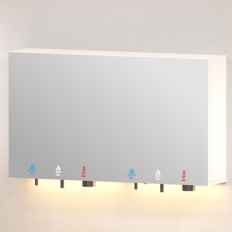HYFLO double mirror cabinets soap water air for hands hygiene - SUPRATECH
