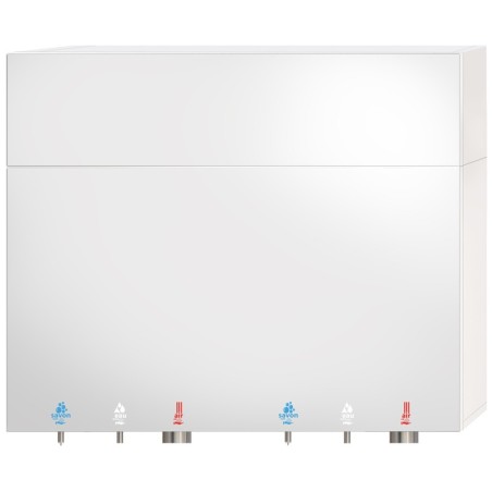 Caisson miroir supérieur TL-MH-1200 sur un double module HYFLO savon-eau-air, deux postes, hauteur totale 1000 mm