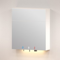 Caisson miroir supérieur TL-MH-900 sur un module HYFLO 4 en 1 savon-eau-air, bande LED en dessous Caisson miroir supérieur TL-MH-900 sur un module HYFLO 4 en 1 savon-eau-air, bande LED en dessous