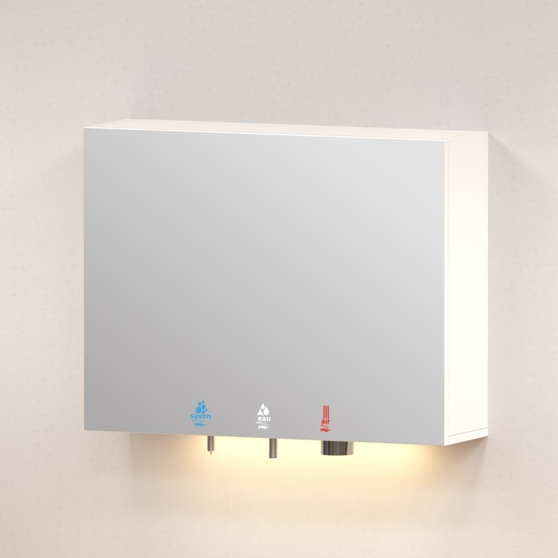 HYFLO 4 in 1 "mirror-soap-water-air" cabinet, width 900 mm - SUPRATECH