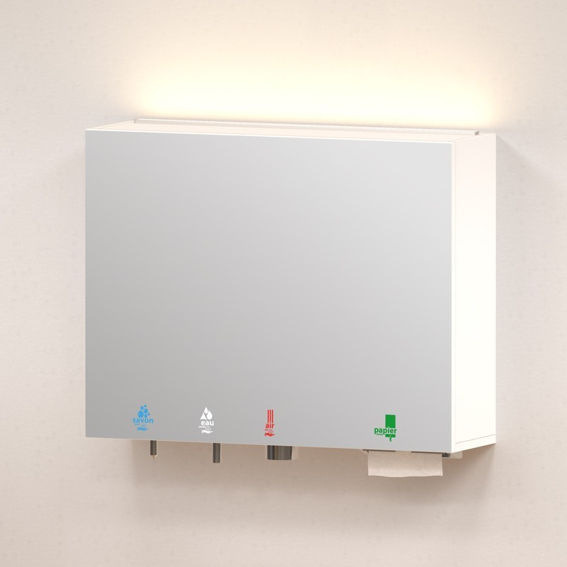 High mirror touch free unit 5 in 1 "mirror-soap-water-air-paper" - SUPRATECH