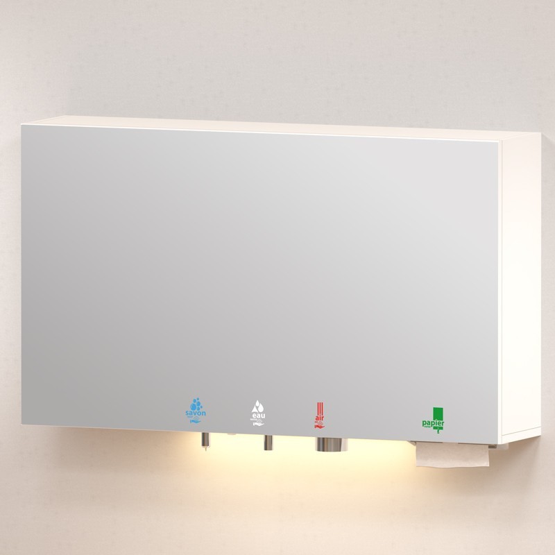HYFLO 5 in 1 "mirror-soap-water-air-paper" cabinet, width 1200 mm - SUPRATECH HYFLO 5 in 1 "mirror-soap-water-air-paper" cabinet, width 1200 mm - SUPRATECH