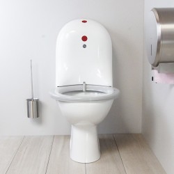 WC HYGISEAT avec lavage du siège et chasse automatique après chaque utilisation, version sur pied sortie verticale