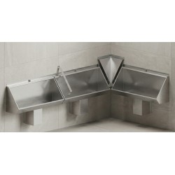 Urinarios canal de acero inoxidable con opciones: cubrejuntas, cubreángulo de 90° y cubresifón de acero inoxidable