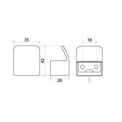 Patère simple AVA inox - dimensions