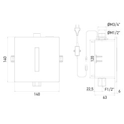 Dimensions robinet urinoir