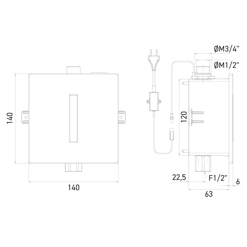 Dimensions robinet urinoir