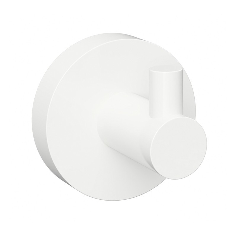 Simple and robust matte white brass coat rack. Concealed fixings.