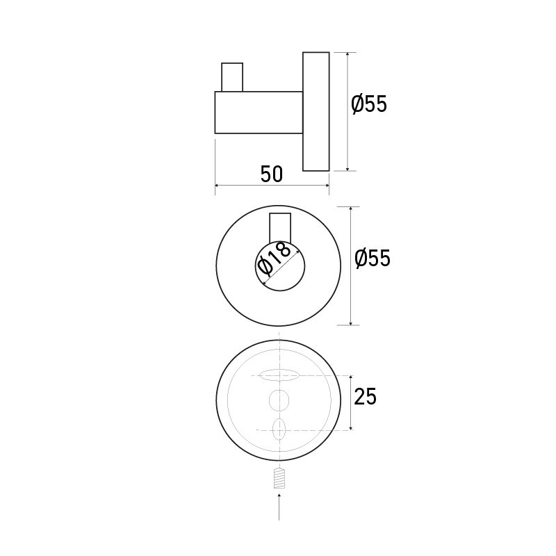 Patère inox simple laiton fixation invisible Patère inox simple laiton fixation invisible