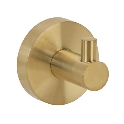 Simple and robust PVD matte gold brass coat hook. Concealed fixings.